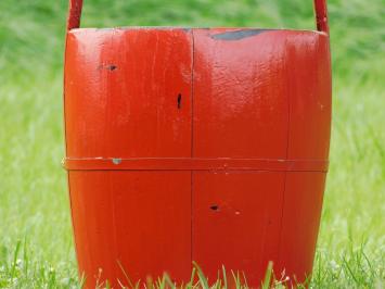 Vintage Wooden Bucket - Red - Height 60 cm