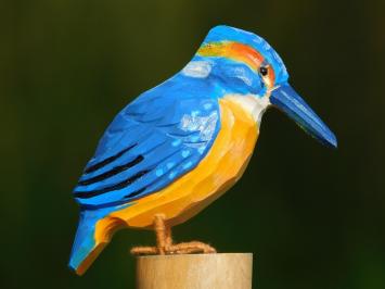 Handgefertigter Eisvogel - Voll in Farbe - Holz