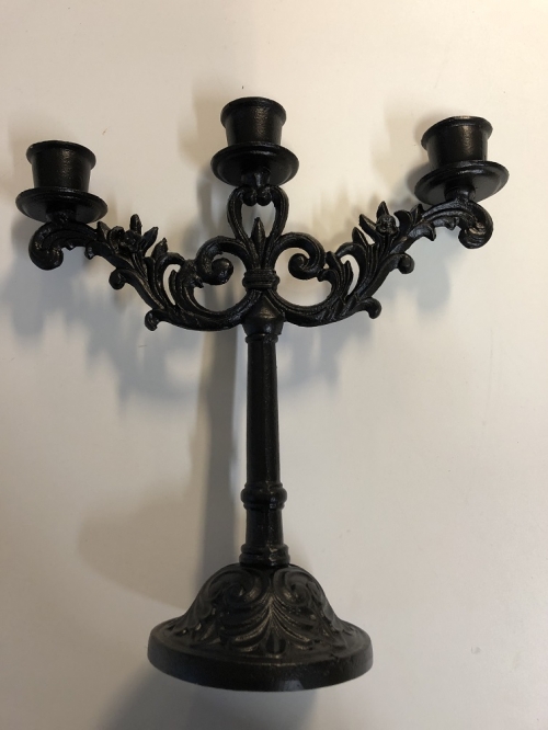 Candlestick 3-armed cast iron, black, super beautiful!!