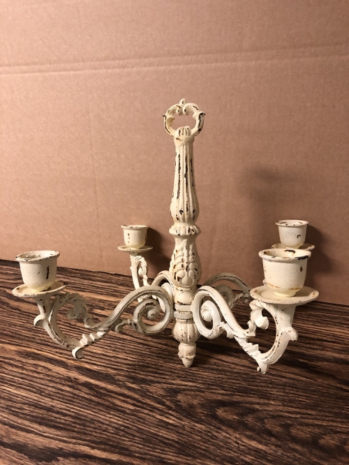 Candlestick wrought iron old white, pendant, beautifully heavy!!