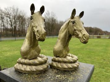 Satz von 2 Pferdestatuen - olivgrün - Buchstützen