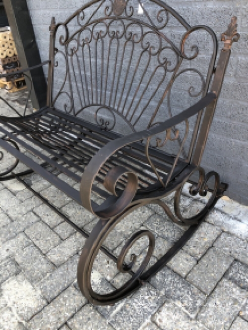 Antique swing bench, brown-rust swing bench for garden, beautiful.