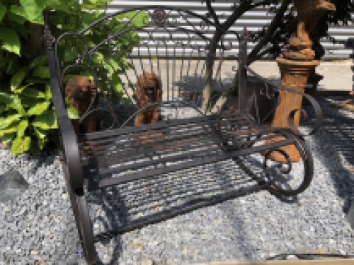 Antique swing bench, brown-rust swing bench for garden, beautiful.