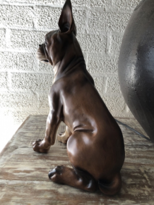 French bulldog model, craftwood-brown sitting., LAST!!