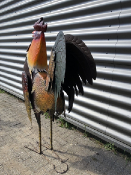 Prachtige grote forse metalen haan, echt een facinerend kunstwerk, 160 cm!! PRACHTIG!!