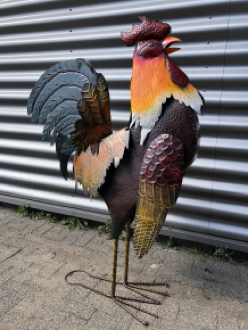 Prachtige grote forse metalen haan, echt een facinerend kunstwerk, 160 cm!! PRACHTIG!!