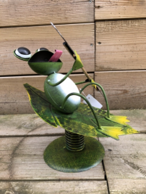 Metal surf frog on spring.