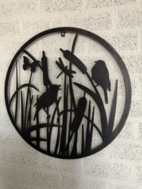 Wall ornament, wall decoration metal round, birds