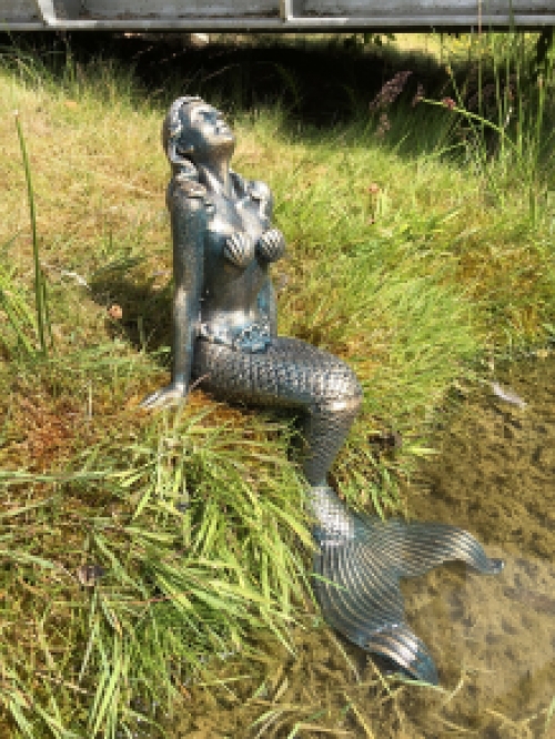 Beautiful mermaid cast iron bronze-brass statue.