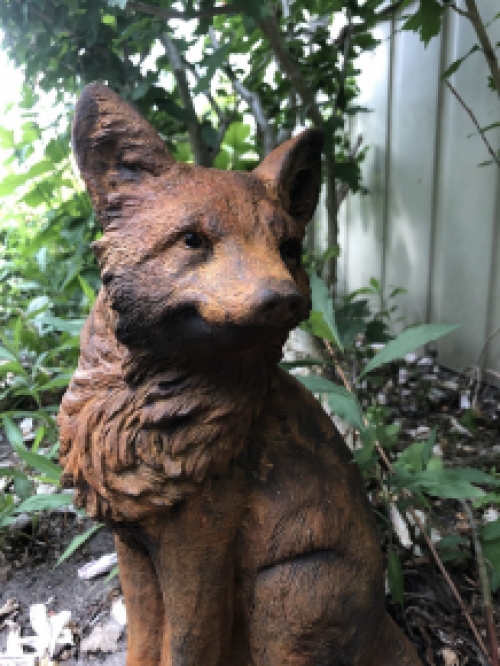 Fuchs, Steinstatue, Fuchs Tierfiguren, Fuchs Gartenstatuen, Steinoxid