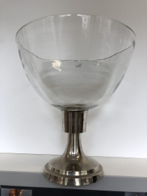 Large bowl, vase, bowl, glass on nickel base, beautiful. LAST!!