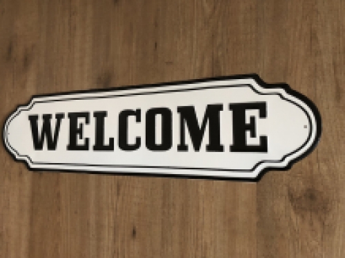 Wandbord, naamplaat XL, met tekst: WELCOME in old-look.