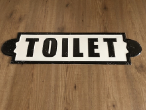 Wandbord, naamplaat XL, met tekst: Toilet in old-look.