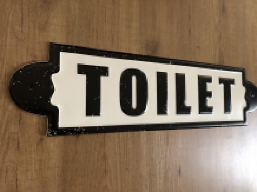 Wandbord, naamplaat XL, met tekst: Toilet in old-look.