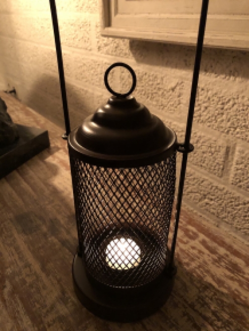 Candlestick, storm lantern, metal brown.