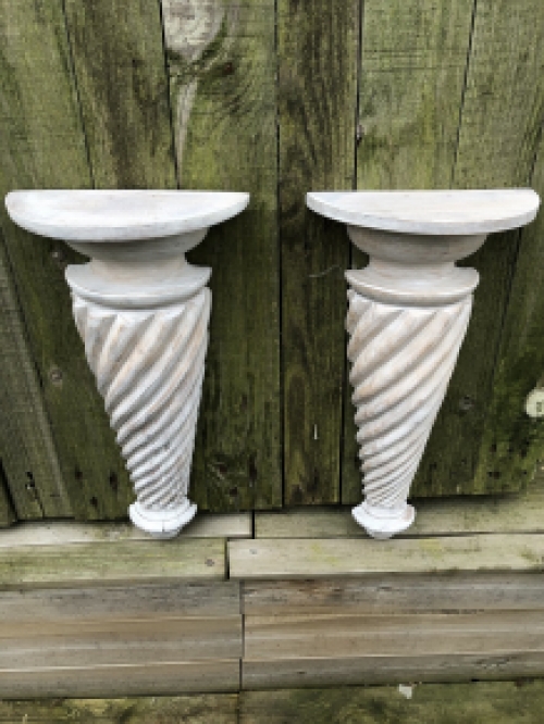 Fine, mantel console, large round set of snak's wall consoles hand carved from colonial wood, very fine!