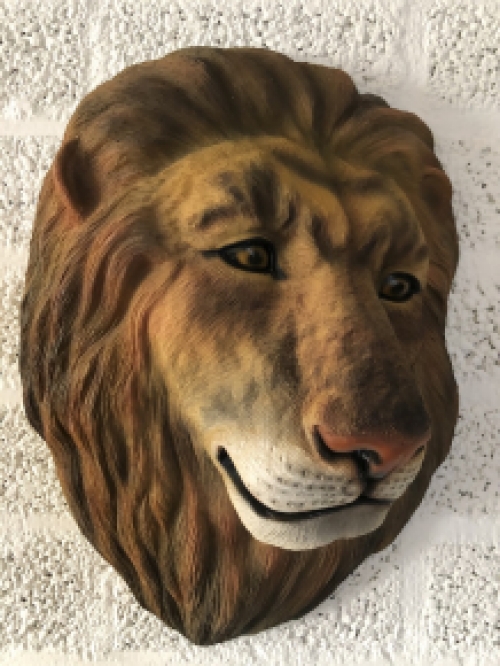 Beautiful colored lion head to hang on the wall.