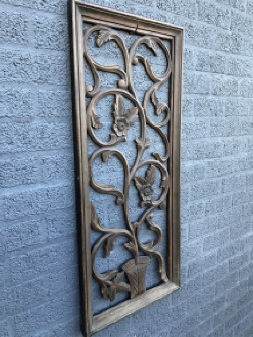 Beautiful antique wall ornament in colonial wood carved 