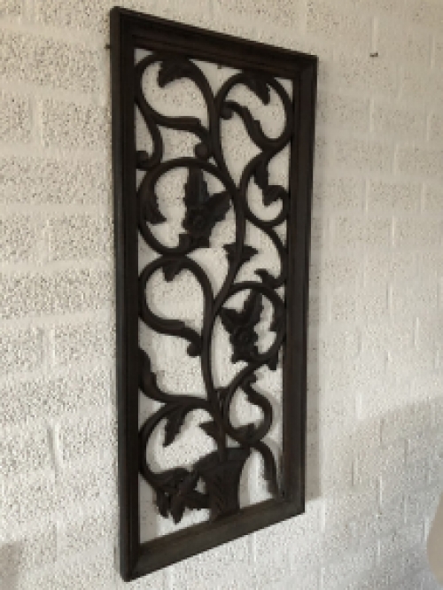 Beautiful antique wall ornament in colonial wood carved 