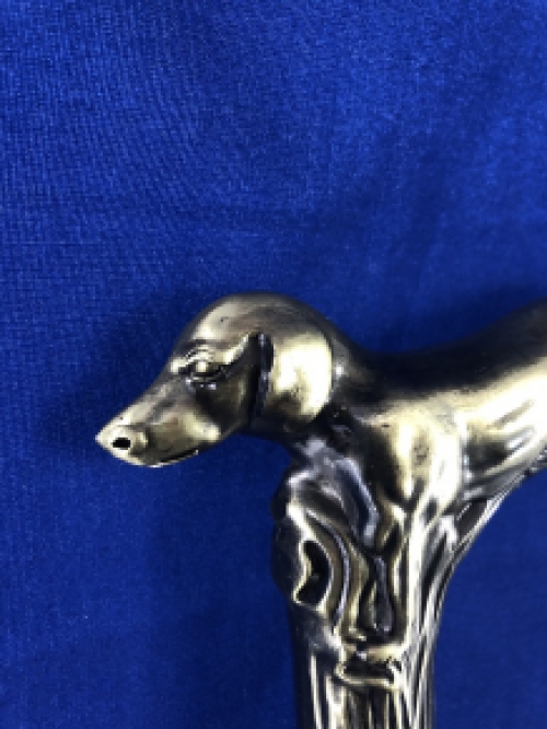 Wandelstok aluminium steel met messing hond handvat.