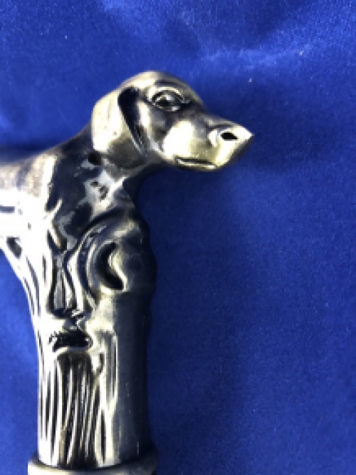 Wandelstok aluminium steel met messing hond handvat.