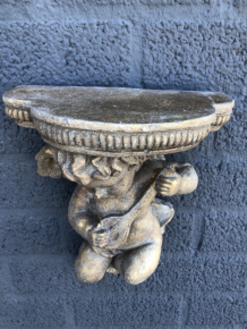 Wandornament-console Engel, bloemhouder, polystone, prachtige eye-catcher.