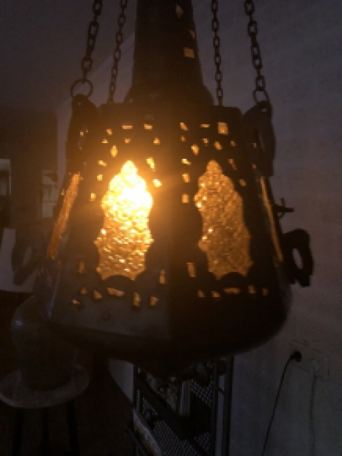 Hang lantaarn geheel metaal met glas, zeer uniek en gaaf!!