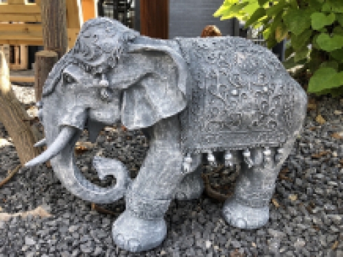 Elephant India, decoration, culture, Asia, statue, vintage, traditional, polystone gray.