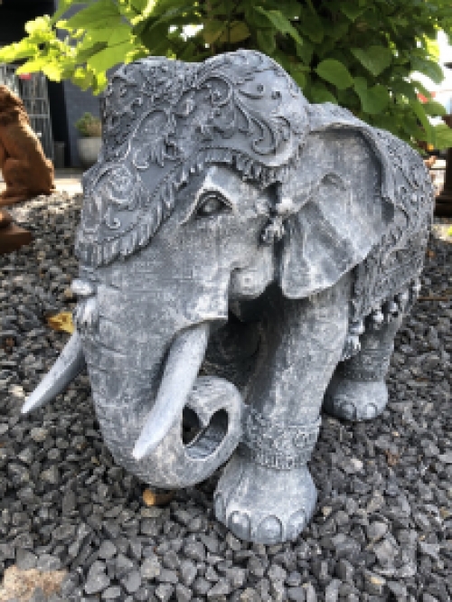 Olifant India, decoratie, cultuur, Azië, standbeeld, vintage, traditioneel, polystone grijs.