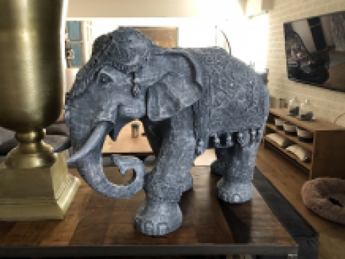 Elephant India, decoration, culture, Asia, statue, vintage, traditional, polystone gray.