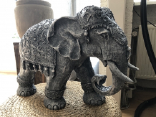 Elephant India, decoration, culture, Asia, statue, vintage, traditional, polystone gray.