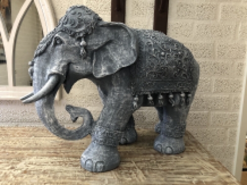 Elefant Indien, Dekoration, Kultur, Asien, Statue, Vintage, traditionell, Polystone grau