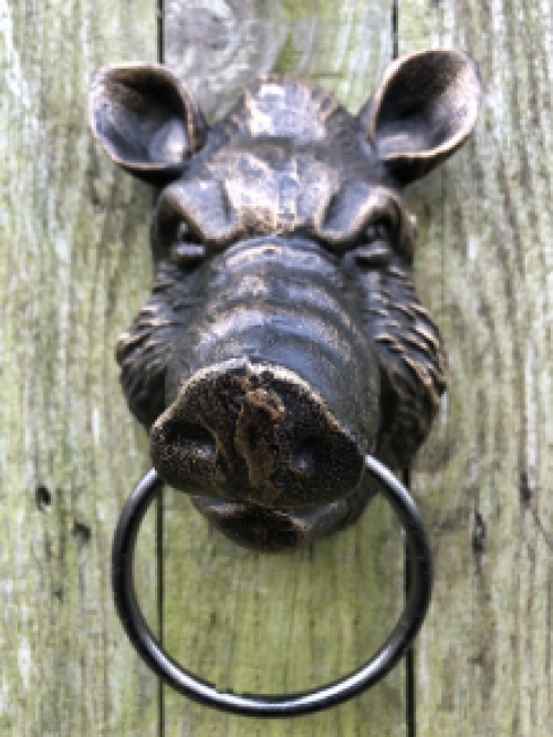 Wild head iron in bronze look, with towel ring