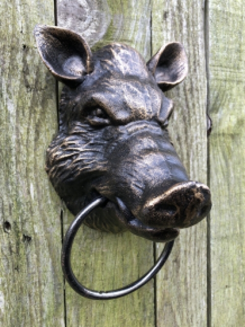 Wild head iron in bronze look, with towel ring