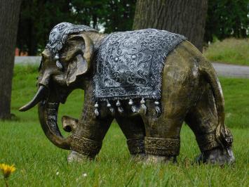 Elefantenstatue im indischen Stil – 60 x 45 cm – Gold/Silber – Polystone
