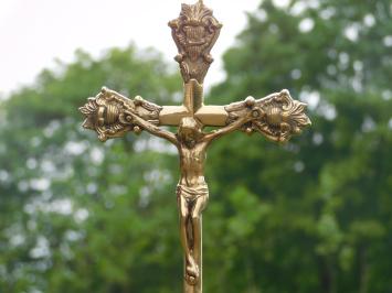 Jesus on the cross, brass INRI on base.