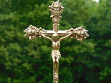 Jesus on the cross, brass INRI on base.