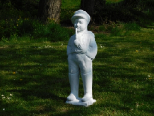 Statue boy with pipe - solid stone