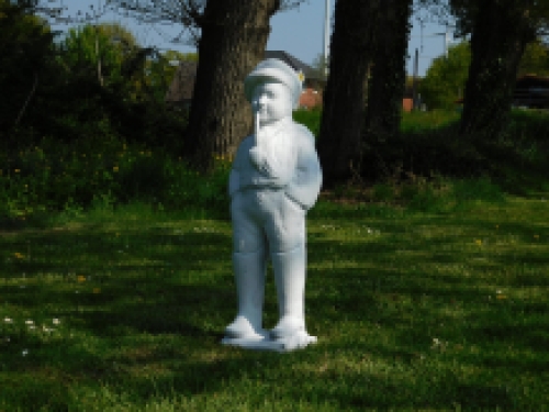 Statue boy with pipe - solid stone