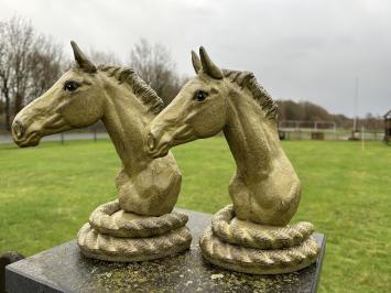 Set of 2 Horse Statues - olive green - bookends