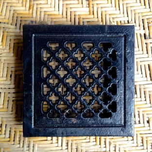 Haard ventilatierooster vierkant, gietijzer - zwart