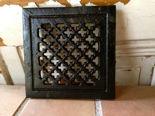 Haard ventilatierooster vierkant, gietijzer - zwart