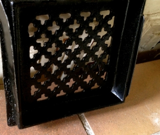 Haard ventilatierooster vierkant, gietijzer - zwart