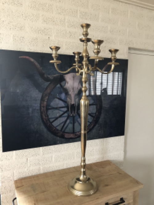 Large Floor Candelabra - 120 cm – Aluminum – Raw Gold