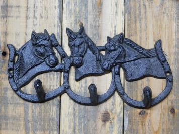 Coat rack with horses - 3 Hooks - Cast iron Brown