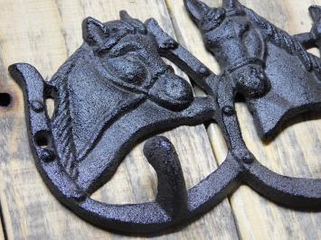 Coat rack with horses - 3 Hooks - Cast iron Brown