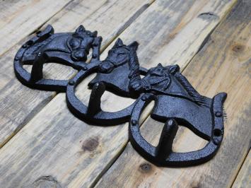 Coat rack with horses - 3 Hooks - Cast iron Brown