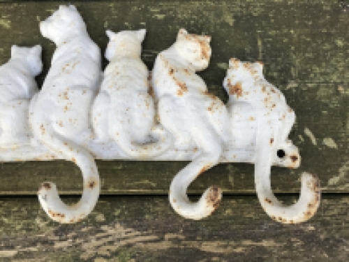 Bijzondere katten kapstok - wit rustiek