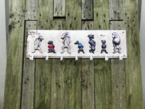 Kapstok met 6 haken, met plassende honden, komische en decoratieve kapstok