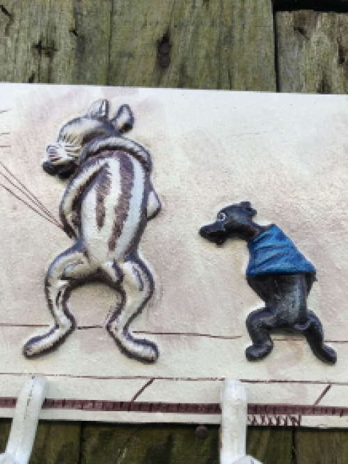 Kapstok met 6 haken, met plassende honden, komische en decoratieve kapstok